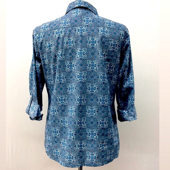 TALBOTS* (S/P) AZTEC Print Half-Button SHIRT, NNTS - Picture 6 of 11